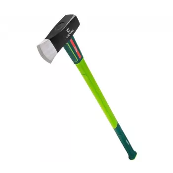 Verto 05G203 600 mm Fiberglass Handle Splitting Axe with Blade Cover, 1.25 kg Hardened Steel Head, Ergonomic Anti-Slip Grip, Green/Black