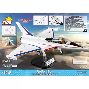 COBI Armed Forces Dassault Rafale C Fighter Jet Building Set - 441 Pieces, 1:48 Scale, with Pilot Figure and Display Stand