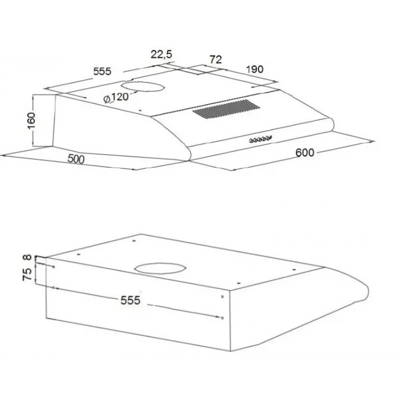 AKPO WK-7 P-3060 Wall-Mounted Chimney Cooker Hood 60 cm Black