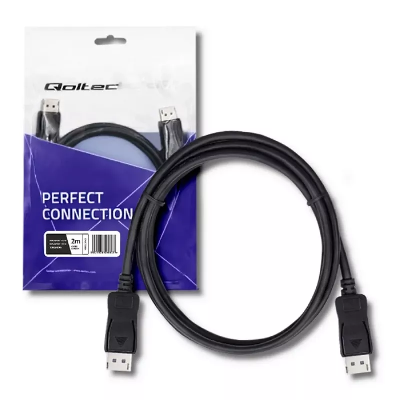 Qoltec DisplayPort 1.1 Cable Male to Male 4K 2m Black
