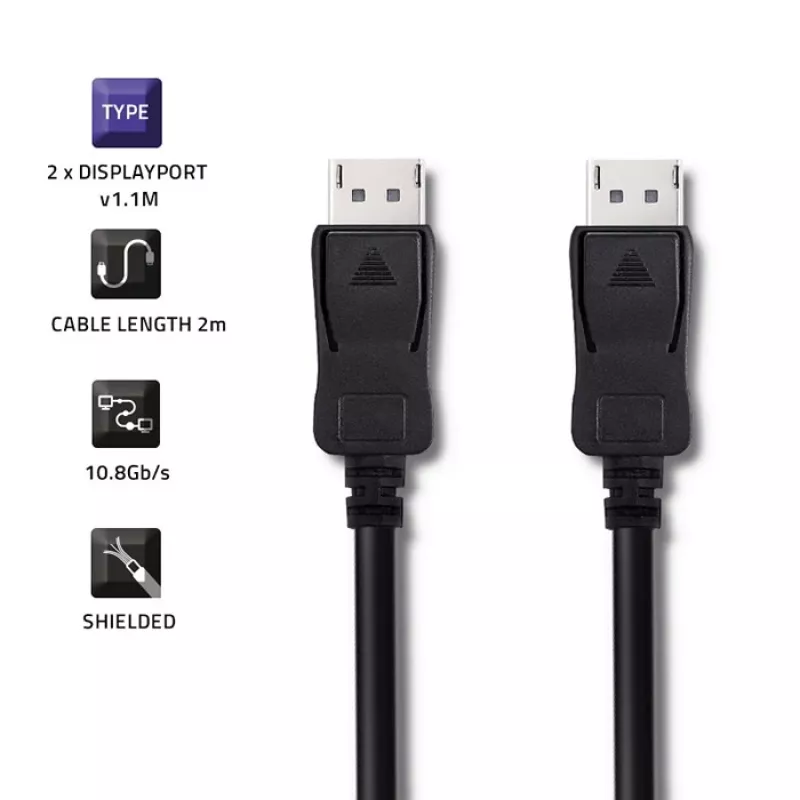 Qoltec DisplayPort 1.1 Cable Male to Male 4K 2m Black