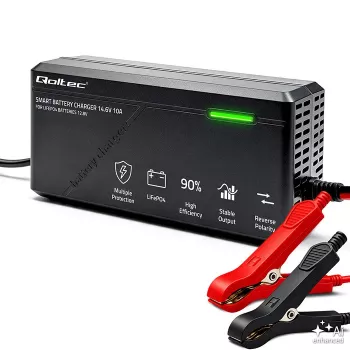 Qoltec 52670 LiFePO4 Battery Charger 12V 10A Intelligent Charging with LED Indicators