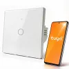 Qoltec 52715 Smart Wi-Fi Touch Light Switch, 1-Channel, Tempered Glass, White, Tuya/Smart Life, Timer, Voice Control
