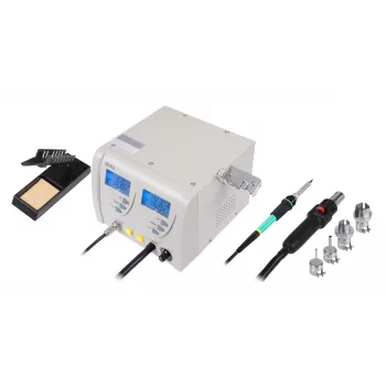 SMD Soldering Station (Hot Air + Flask Soldering Iron) - 2-in-1 Rework Station with Dual LED Display, 700W, ESD Safe