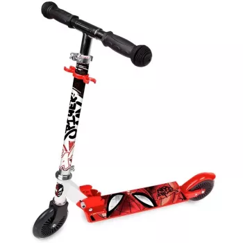 Disney Spider-Man 2-Wheel Kick Scooter for Kids, Foldable, Adjustable Handlebar, Red/Blue