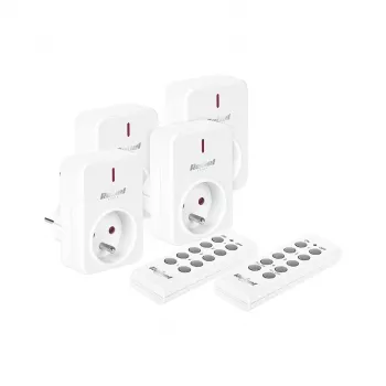 KEMOT URZ3471 Remote Controlled Mains Socket Set (4 Sockets + 2 Remotes, 433.92 MHz, White)