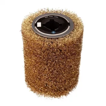 GRAPHITE Wire Brush Roller for Satin Finishing Machine 58GE137, 120 mm x 100 mm, Crimped Steel Wire, 19 mm Bore, 3000 RPM