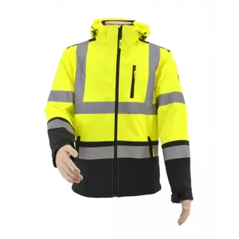 AWTOOLS Softshell Jacket T3 with Reflective Elements, Black, Size M
