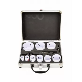 AWTOOLS Bimetal Hole Saw Kit 19-64 mm, 13 Pieces, Black Line, Metal Case