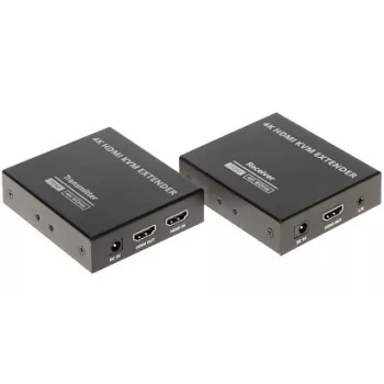 HDMI + USB KVM Extender over IP, 4K@30Hz, 120m, PoE, IR, Metal