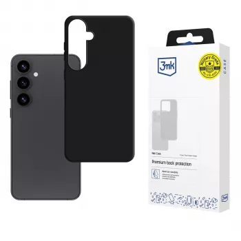3mk Matt Case Samsung Galaxy S25 – Slim TPU Back Cover with Absorber125™ Drop Protection, Matte Black Anti-Fingerprint Finish