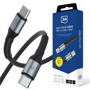 3mk Hyper Cable N-SERIES USB-C to USB-C 3m PD 3.0 QC 3.0 20V/3A 60W Black