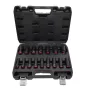 AWTOOLS 16-Piece 1/2-Inch Drive Long Impact Socket Set, 10-32 mm, Cr-Mo, Black Phosphate, with Case - Black Line