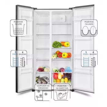 MPM Total No Frost MPM-439-SBS-15/ND Side-by-Side Fridge, Stainless Steel, 177 cm Height