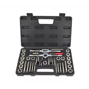 AWTOOLS 40-Piece Tap and Die Set, Metric M3-M12 and 1/8 inch NPT, Alloy Steel Threading Kit with Wrenches, Pitch Gauge, and Storage Case