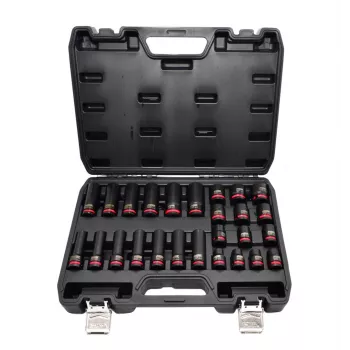 AWTOOLS 1/2 inch Drive Impact Socket Set, 26-Piece, 10-24mm, Short & Deep, Cr-Mo, Black Line