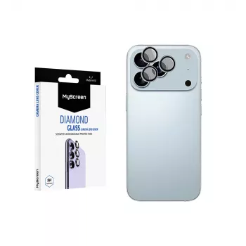 MyScreen Diamond Glass Camera Lens Cover for Apple iPhone 17 Pro Max - 9H Tempered Glass, Anti-Fingerprint, Bubble-Free Installation, Transparent