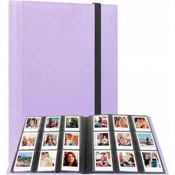 LOVEINSTANT Purple Photo Album for 360 Instant Photos - Compatible with Fujifilm Instax Mini, Xiaomi, Polaroid, Canon, HP, Kodak