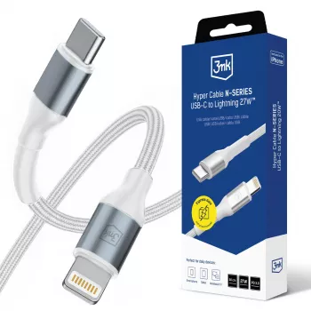 3mk Hyper Cable N-SERIES USB-C to Lightning 0.5m PD 3.0 9V/3A 27W White