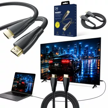 3mk Hardy HDMI 2.1 Cable 0.5m Ultra High Speed 48Gbps 8K60Hz 4K120Hz eARC VRR ALLM Black