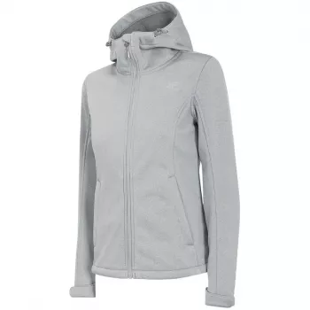 4F Women's Softshell Jacket H4Z22 SFD350 Light Grey Melange - Windproof, Water-Repellent, Breathable