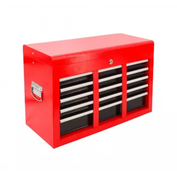 AWTOOLS Metal Tool Chest with 9 Drawers, 60x26x39 cm, Red