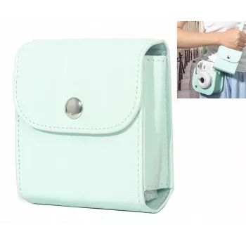 LOVEINSTANT Green PU Leather Photo Album Case for Fujifilm Instax Square Photos, 64 Photos, Snap Button, Transparent Sleeves