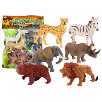 LEAN TOYS Set of 6 Wild Animal Figurines, Elephant, Lion, Rhinoceros, Tiger, Zebra, Giraffe