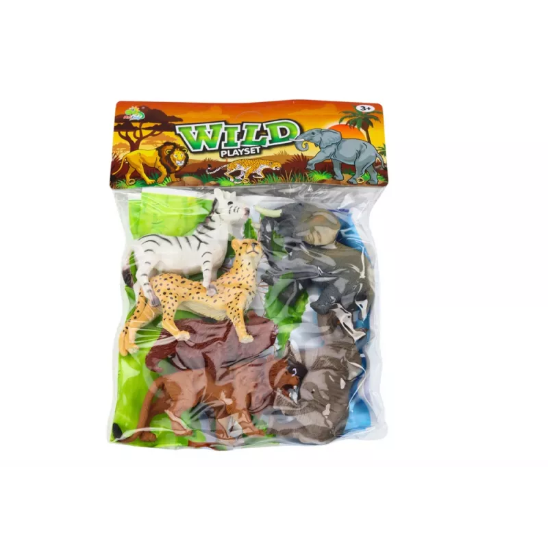 LEAN TOYS Set of 6 Wild Animal Figurines, Elephant, Lion, Rhinoceros, Tiger, Zebra, Giraffe