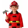 LEAN TOYS 158 Firefighter Costume Set with Helmet, Fire Extinguisher, Crowbar – Red, One Size, Ages 3-8