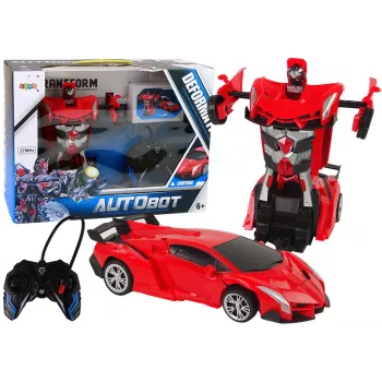 LEAN TOYS Car Robot 2-in-1 Remote Control R/C Vehicle Red