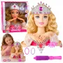 LEAN TOYS Beauty Fashion Styling Head Doll with Accessories, Blonde Hair, 25 cm, for Kids 3+