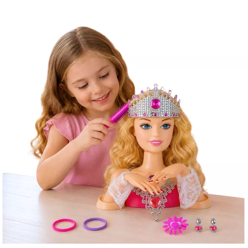 LEAN TOYS Beauty Fashion Styling Head Doll with Accessories, Blonde Hair, 25 cm, for Kids 3+