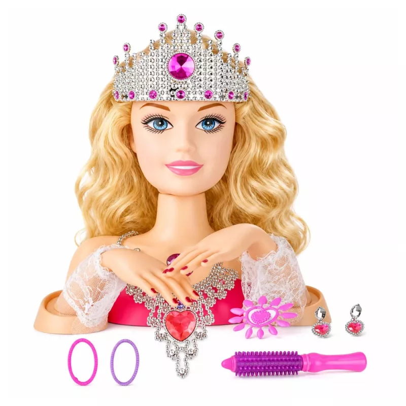LEAN TOYS Beauty Fashion Styling Head Doll with Accessories, Blonde Hair, 25 cm, for Kids 3+