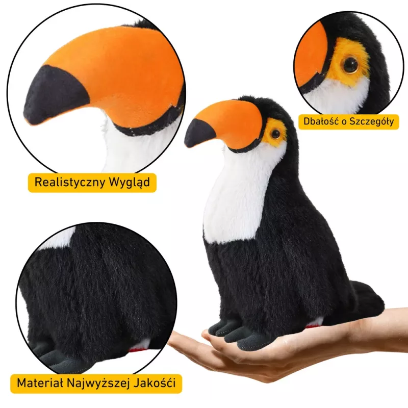 LEAN TOYS Plush Toucan Bird Plush Toy Mascot Cuddly Toy White 30cm