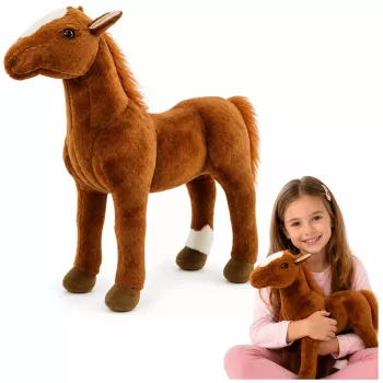 LEAN TOYS Brown Plush Horse Stuffed Animal Cuddly Toy 40cm