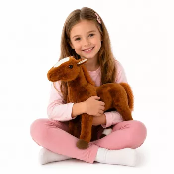 LEAN TOYS Brown Plush Horse Stuffed Animal Cuddly Toy 40cm