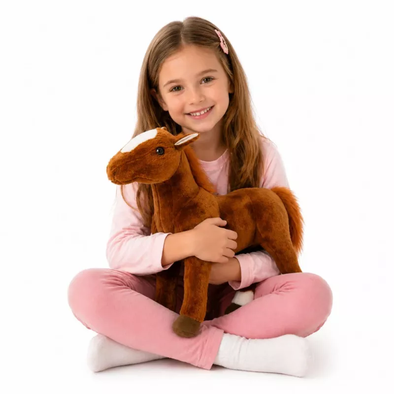 LEAN TOYS Brown Plush Horse Stuffed Animal Cuddly Toy 40cm
