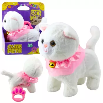 LEAN TOYS Interactive Kitten on a Leash Pink Ruffle Tinkerbell Walks Meows