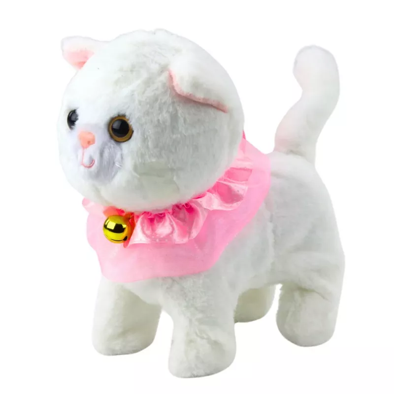 LEAN TOYS Interactive Kitten on a Leash Pink Ruffle Tinkerbell Walks Meows