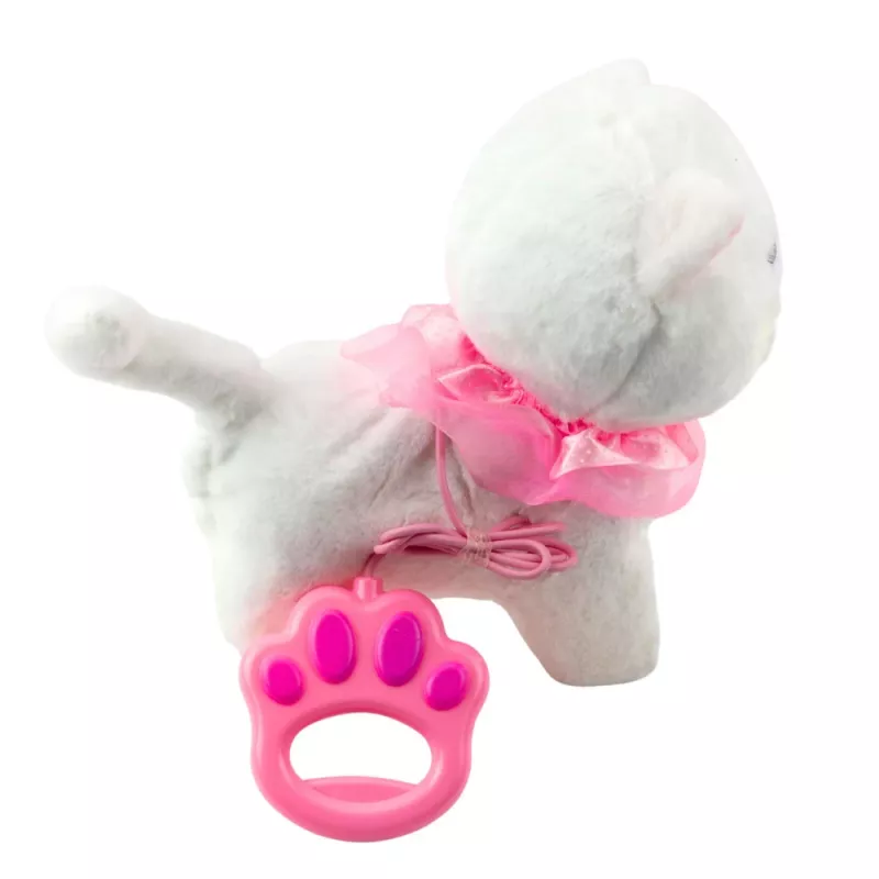 LEAN TOYS Interactive Kitten on a Leash Pink Ruffle Tinkerbell Walks Meows