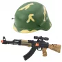 LEAN TOYS Military Set - Toy Rifle with Sound, Helmet, Knife, Grenade, Binoculars, Watch, Whistle, Dog Tag & Rubber Band for Kids 3+
