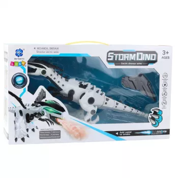 LEAN TOYS Battery Operated Dinosaur Robot with Movable Wings, Lights, Sound, White