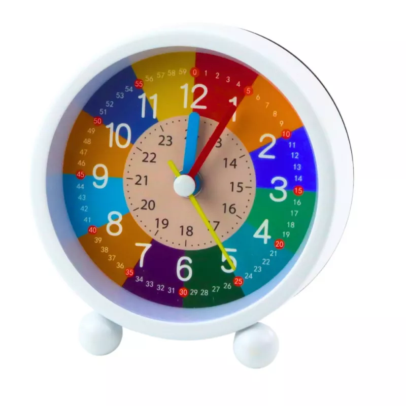 LEAN TOYS Children's Educational Alarm Clock - Blue Analog Quartz with Silent Sweep, Minutes & Seconds Learning Dial, Snooze and Backlight, 9cm