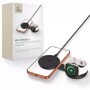 TECH-PROTECT A55 2-in-1 Magnetic MagSafe Wireless Charger 25W Qi2.2 Black