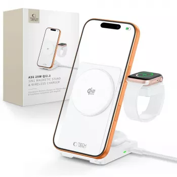 TECH-PROTECT A56 3-in-1 Magnetic MagSafe Wireless Charger 25W Qi2.2 White