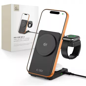 TECH-PROTECT A56 3-in-1 Magnetic MagSafe Wireless Charger 25W Qi2.2 Black