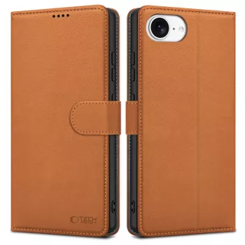 Tech-Protect Wallet Case for Apple iPhone 16E Saddle Brown