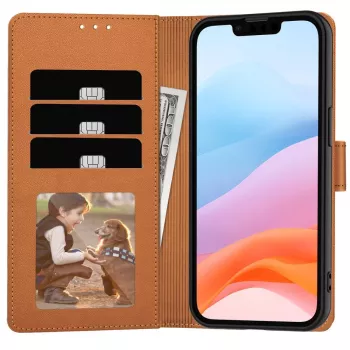 Tech-Protect Wallet Case for Apple iPhone 16E Saddle Brown