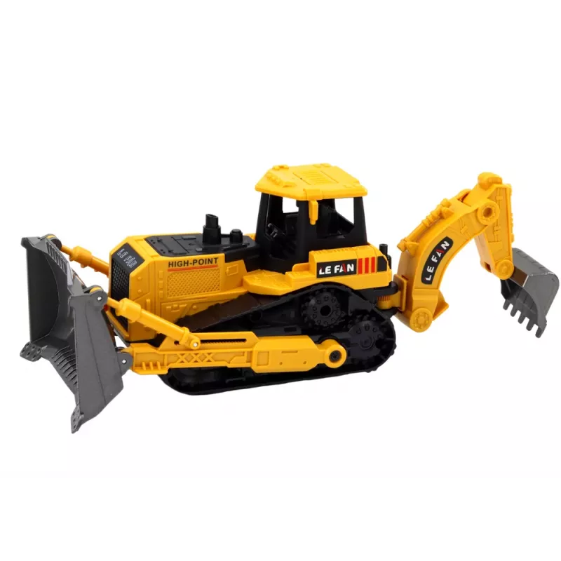LEAN TOYS Crawler Excavator Construction Vehicle with 2 Buckets Yellow